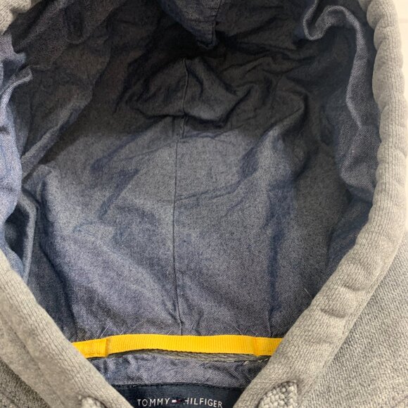 Tommy Hilfiger XL Grey Hoodie Vintage Style NYC Embroidery Logo Cuff Sweatshirt - Picture 11 of 16
